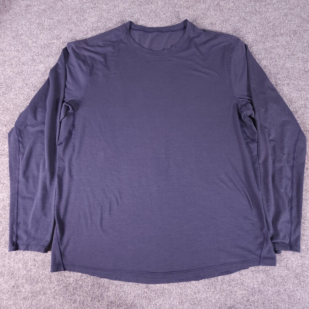 Lululemon Long Sleeve Shirt Mens Extra Large Navy Blue Seamless Athletic Shirt